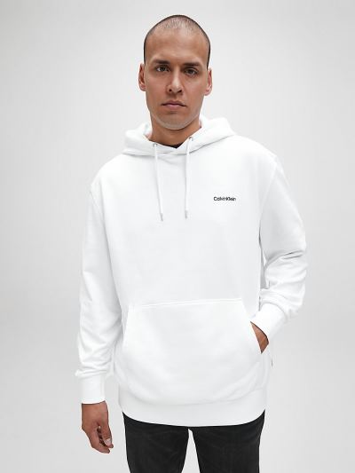 Calvin Klein Ruhák HU550553 | Calvin Klein Plus Size Cotton Fleece Férfi Kapucnis Pulóver Fehér